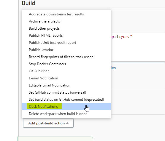 Build
Aggregate downstream test results
Archive the artifacts
Build other projects
Publish HTML reports
Publish JlJnit test result report
Publish Javadoc
Record fingerprints of files to track usage
Stop Docker Containers
Git Publisher
E-mail Notification
Editable Email Notification
Set GitHub commit status (universal)
Set build status on GitHub commit (deprecated)
Delete workspace when build is done
Add post-build action
plllyor. '