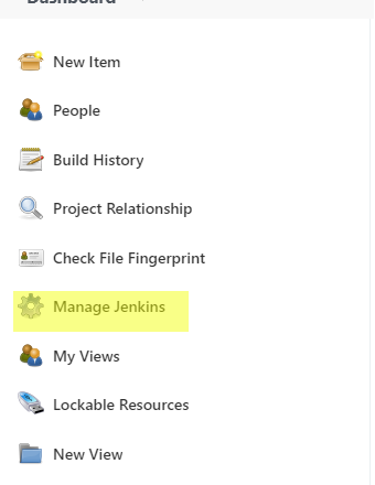 New Item
People
Build History
Project Relationship
Check File Fingerprint
Manage Jenkins
My Views
Lockable Resources
New Vi ew