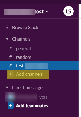• Browse Slack
Channels
# general
# random
# test
nels
• Direct messages
• you